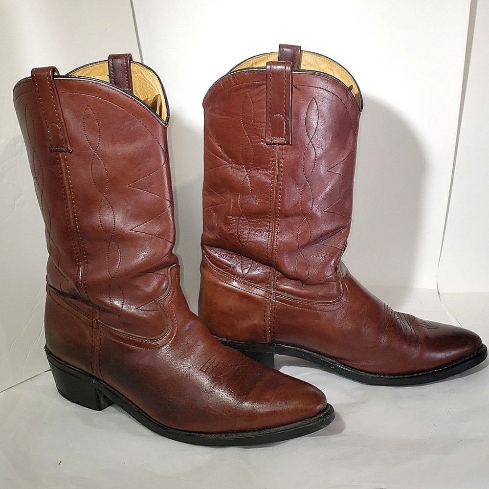 BiltRite Brown Leather Cowboy Boots Size 10.5 EW